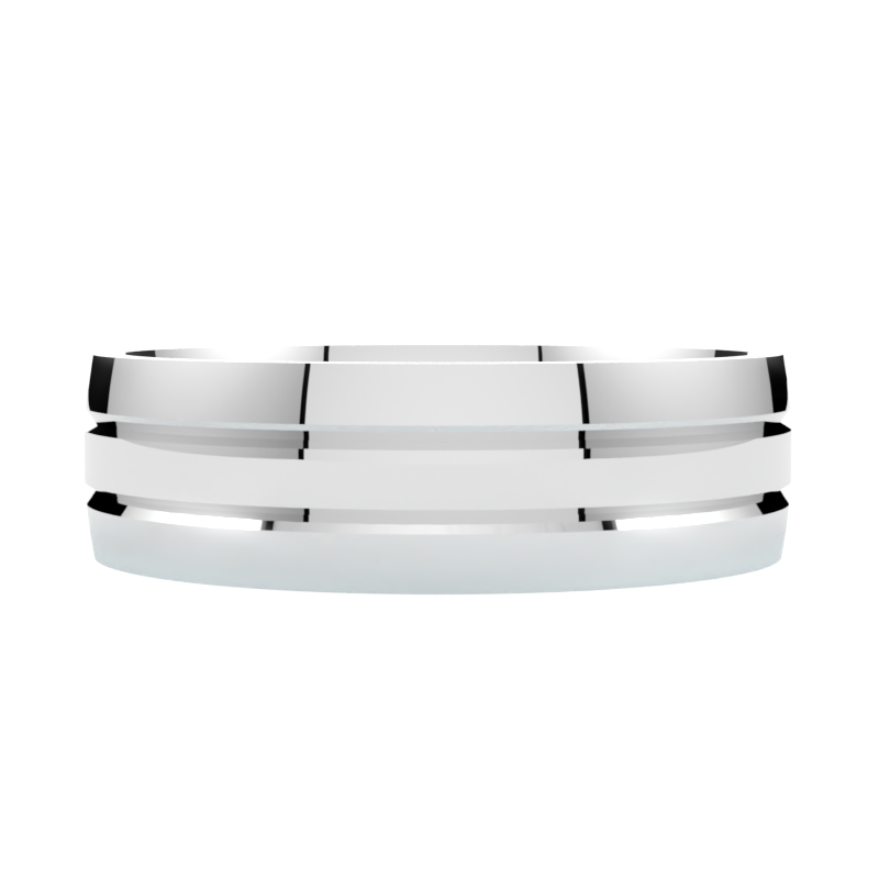 Ponadczasowa półokrągła obrączka ślubna z białego złota szerokość 7 mm